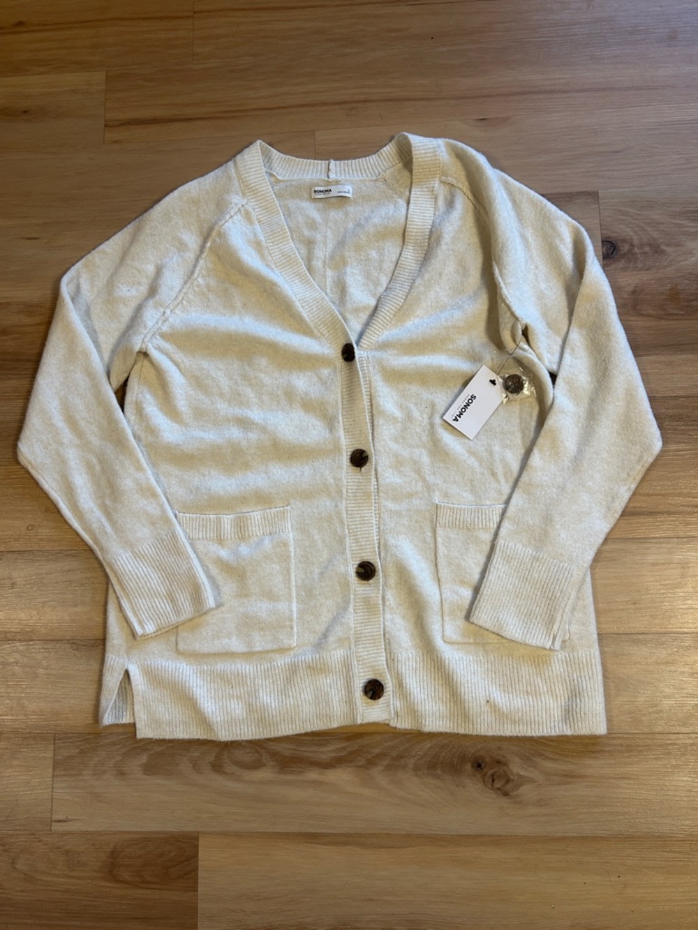Sonoma Cream V-Neck Button Front Cardigan